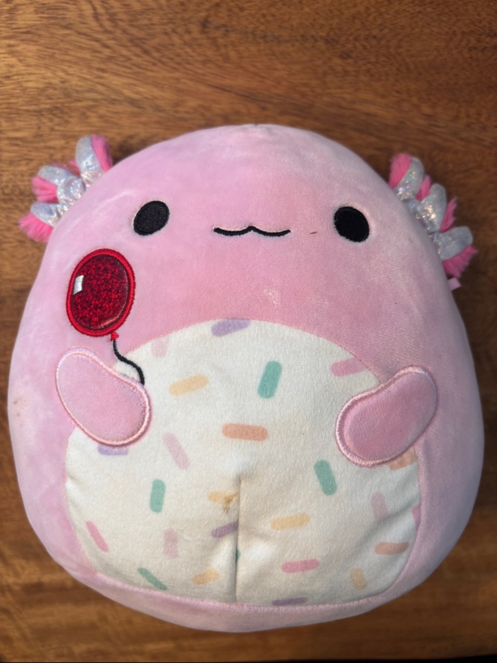 Squishmallows Pink Axolotl Plush with Pastel Sprinkles & Red Balloon